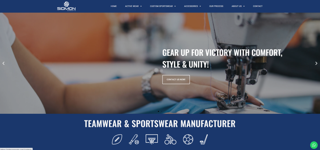 Sidmon Sports best sportswear manufacturers in USA homepage